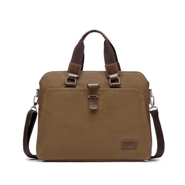 Men's Business Casual Oxford Cloth Handheld One Shoulder Canvas Briefcase Coffee - Shop at LoveMi