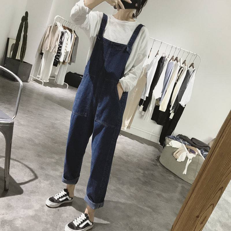 Women's High-waist Straight-leg Soft Denim Overalls