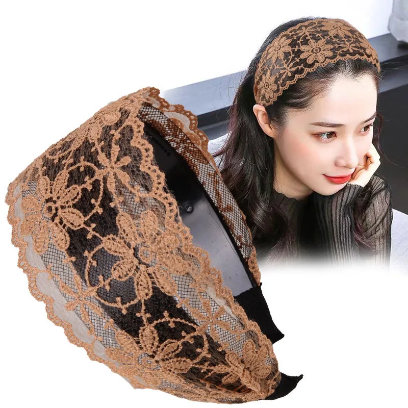 Wide Brim Hair Hoop Women's Everything Fashion Hairpin Headwear Hair Clip Head Hoop - Khaki