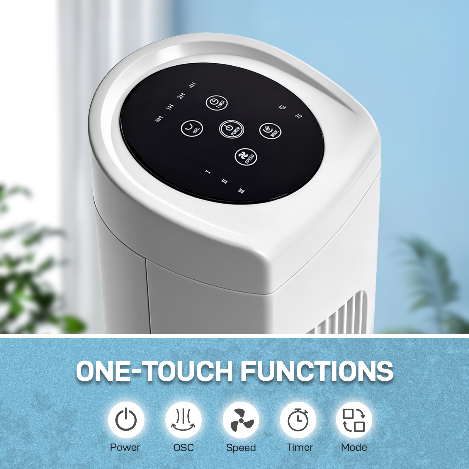32 Inch Tower Fan With Remote & Touch Control, 110V 45W Quiet Oscillating Column Fan, Copper Motor, 3 Speeds 3 Modes, 7.5H Timer, Slim White Standing Fan For Bedroom Living Room Home Use — foto 3