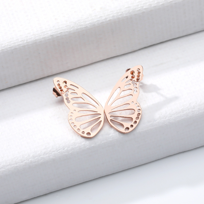 Title 4, Korean Style Simple Butterfly Studs Stainless S...