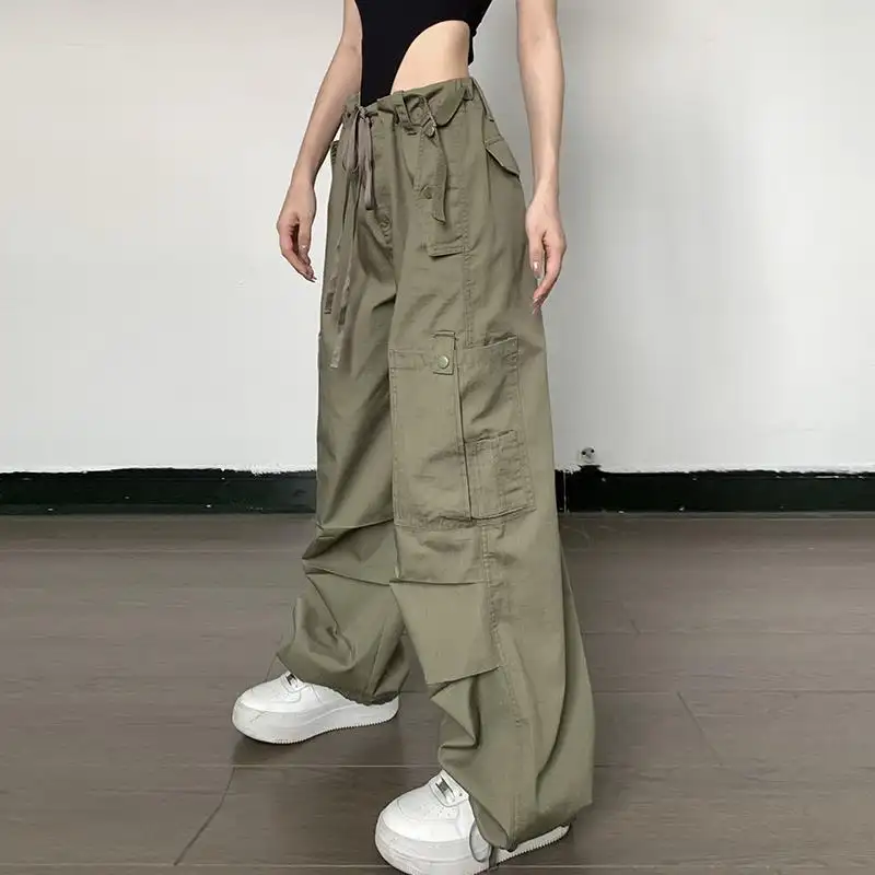 Vintage Fashion Large Pocket Straight Casual Pants