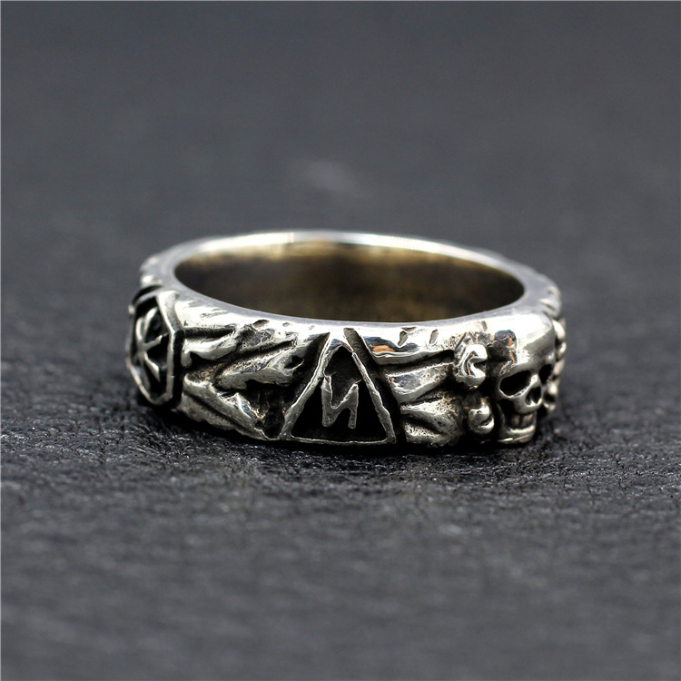 Title 1, Mens Fashion Simple Sterling Silver Skull Ring