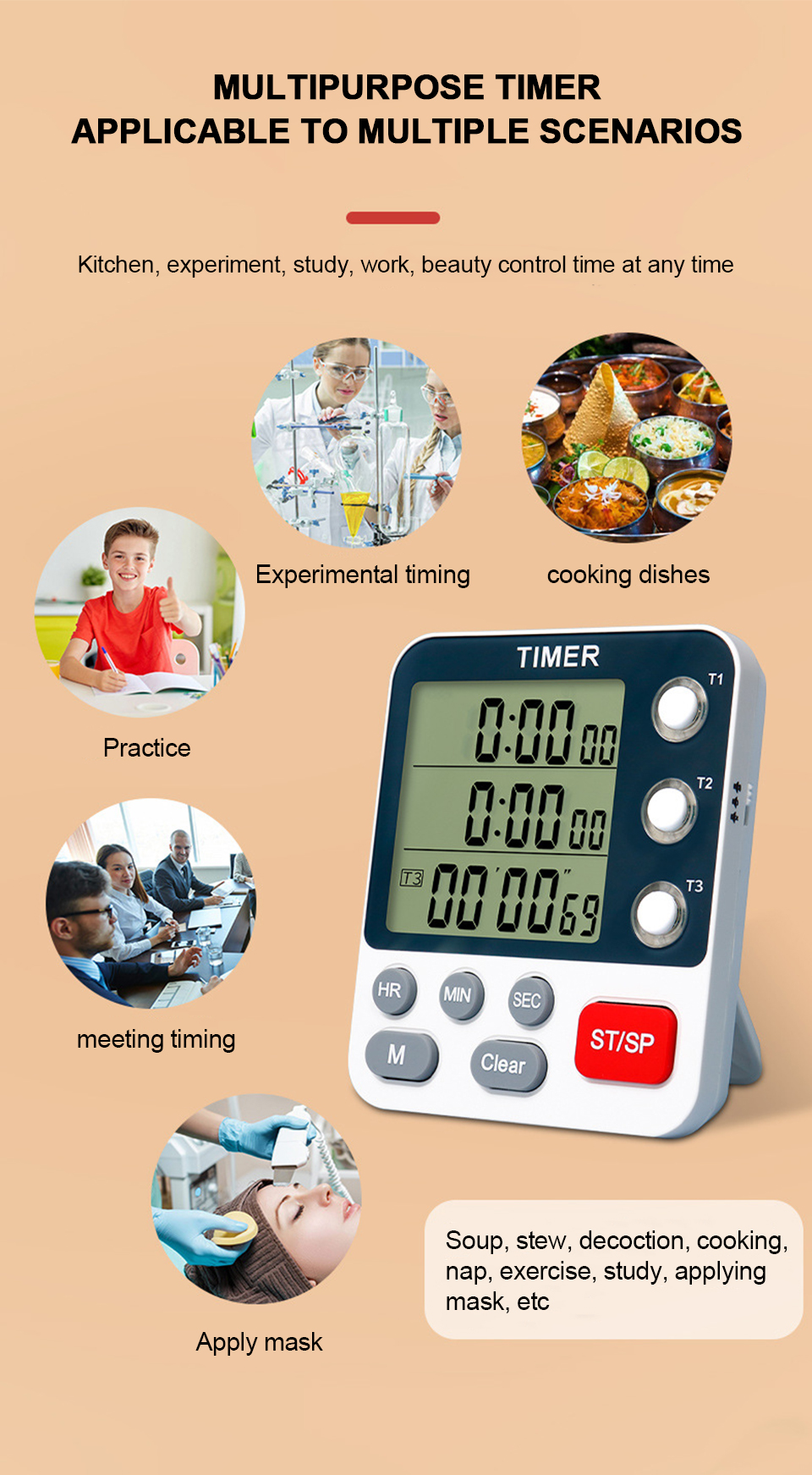 Title 1, Digital Kitchen Timer Magnetic Cooking Count Do...