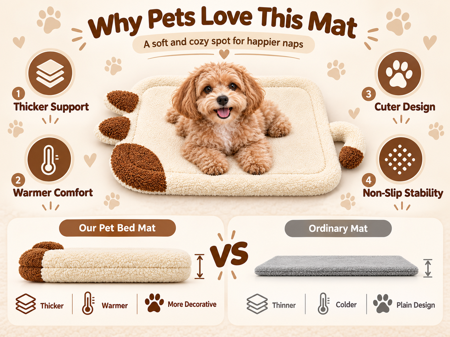 Thickened Lamb-Fleece Pet Mat  Washable  Chew-Resistant  And Anti-Slip Dog Bed  Durable   Scratch-Resistant  And Wear-Resistant Pet Cushion detail photo 3