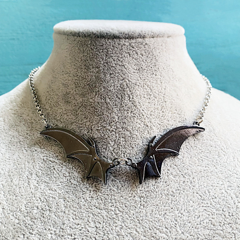 Black Bat Wings Necklace