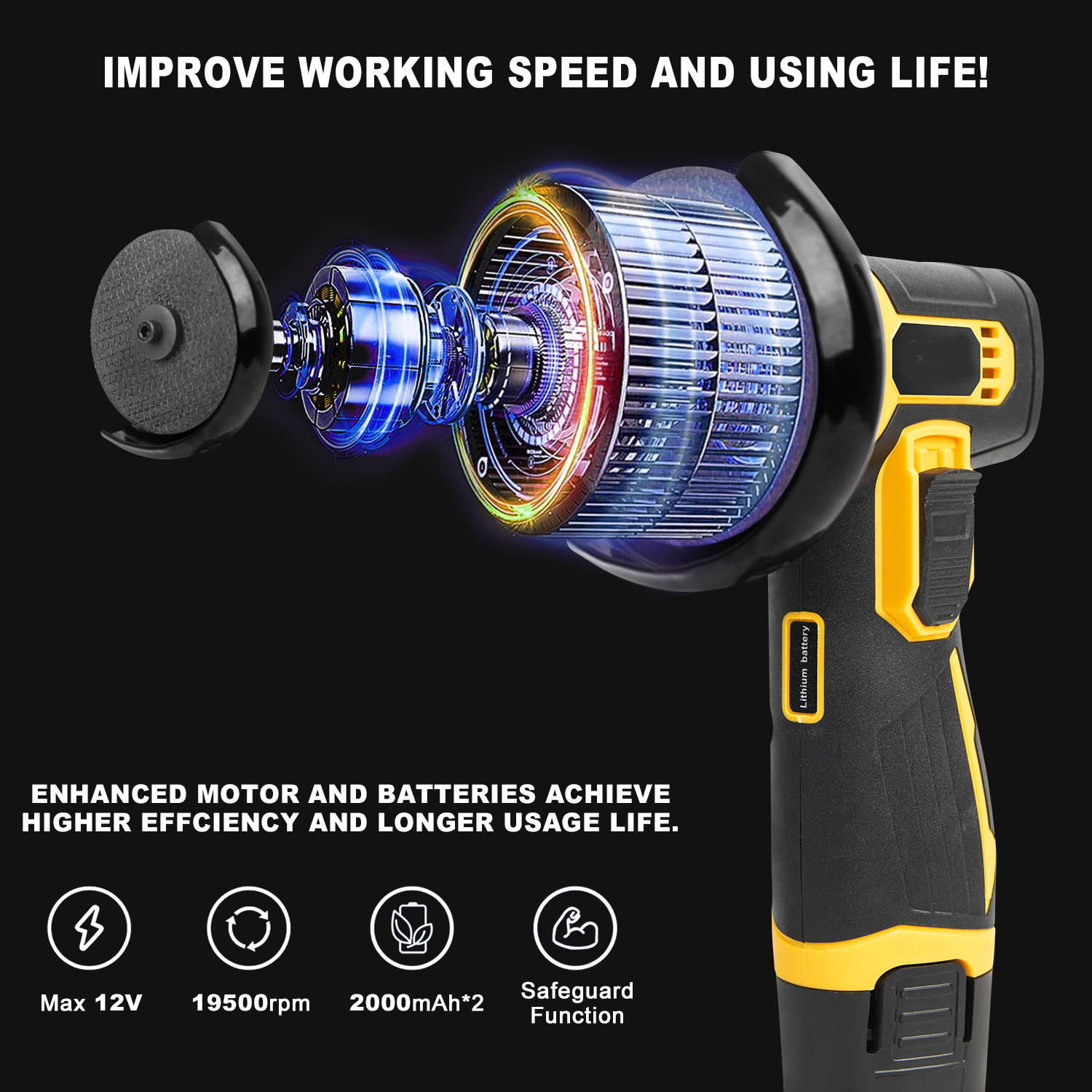 12V Mini Angle Grinder Rechargeable Grinding Tool Polishing Grinding Machine — foto 4