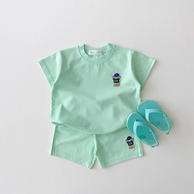 Children's Cotton Casual Bear Short Sleeve Suit