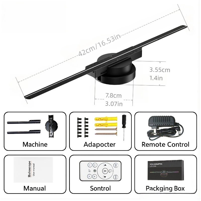 Wiilala 3D Hologram Fan 3D Circle App Hologram Advertising Display 224 Lights 16.5  WiFi Holographic LED Fan Creative Advertising Design Store Sign