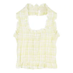 Pure Desire Halter Neck Camisole Women's Plaid Sexy - Yellow - View 1