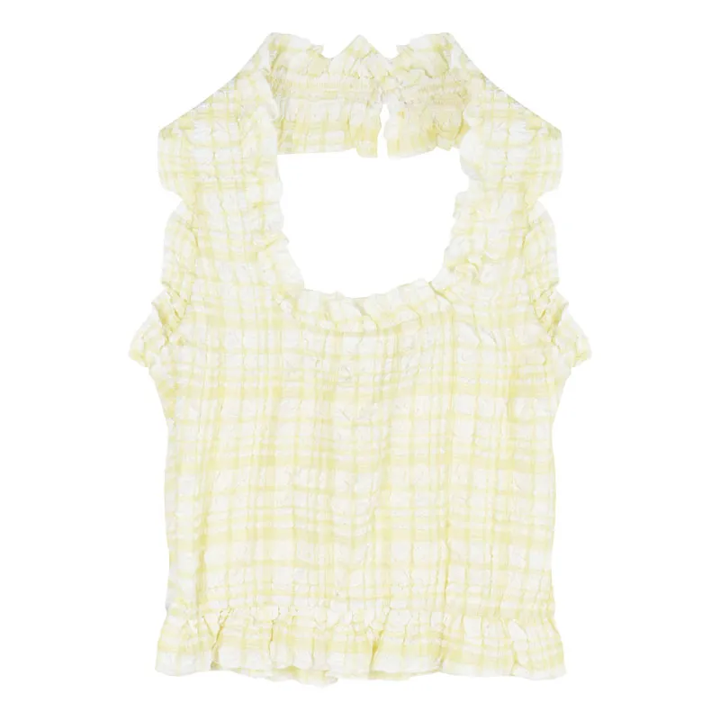 Pure Desire Halter Neck Camisole Women's Plaid Sexy - Yellow