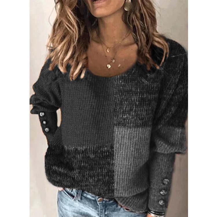 Title 2, Womens Pullover Round Neck Long Sleeve Contras...