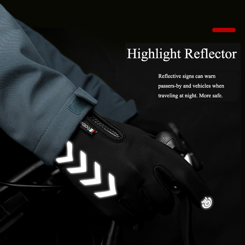 Cycling Gloves Men's Outdoor Ski Sports Waterproof Touch Screen Thickened Fleece To Keep Warm