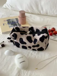 Women's Large Capacity Portable Retro Cosmetics Storage Bag - Cow Pattern - View 1