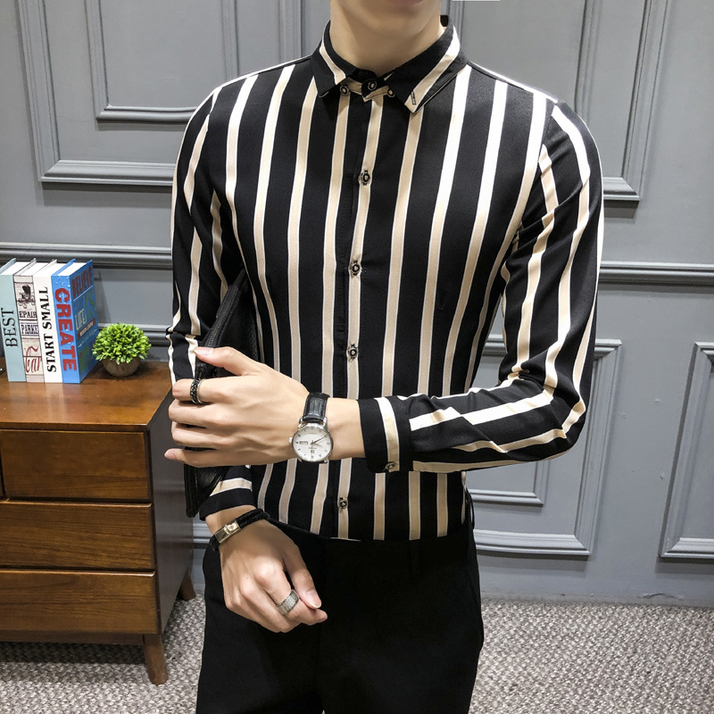 Slim Hairdresser Long-sleeved Shirt Youth Casual British Shirt