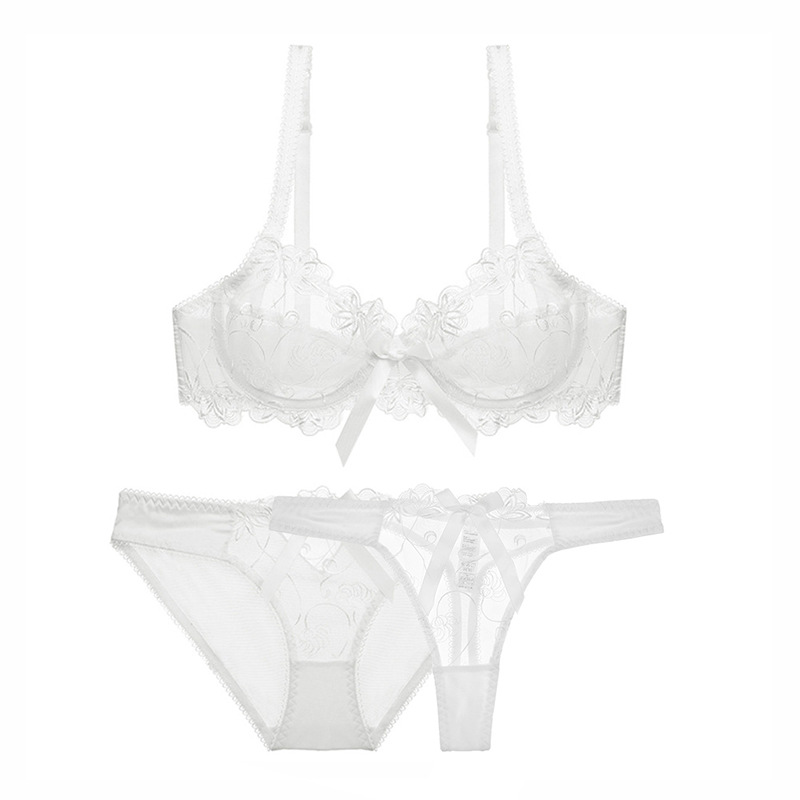 Title 4, Cutout Thin Lace Embroidered Bra Set Of 3