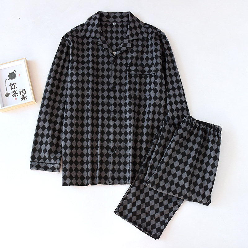 Title 11, Couples Cotton Plaid Long Sleeves And Trousers