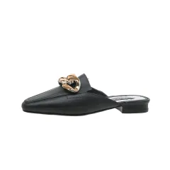 Women's Shoes Fairy Sandals And Half Slippers Wear New Style Baotou Flat Bottom - Black - View 1