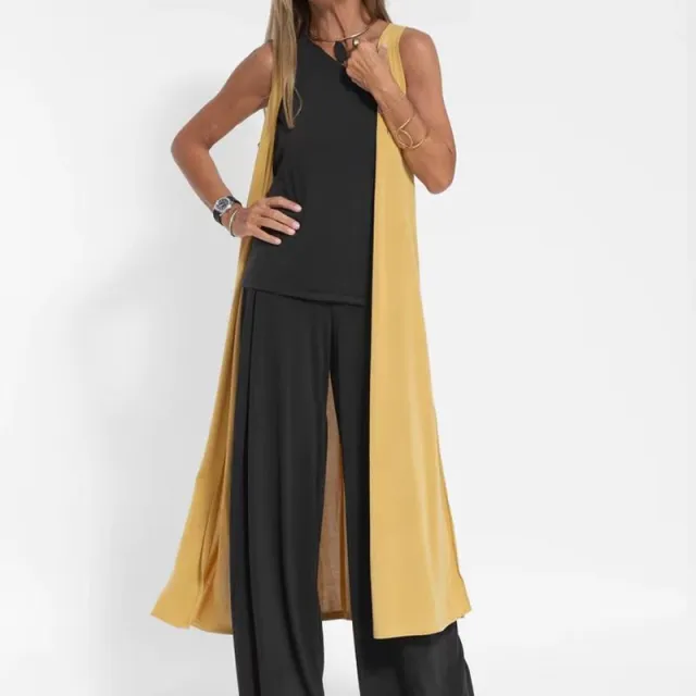 Women's Solid Color Sleeveless Cardigan Yellow - Shop at LoveMi