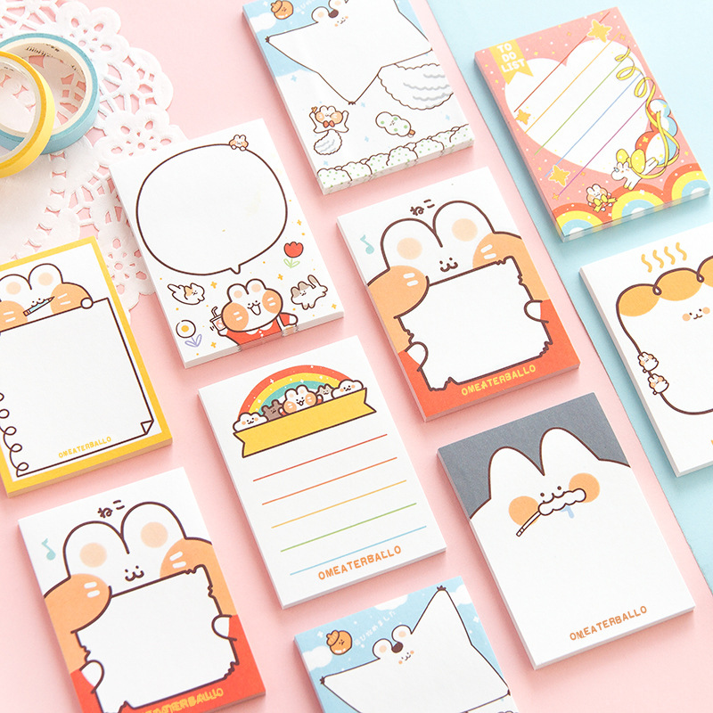 Cute Mengmeng Bunny Notepad Tearable Portable Notes Left Sticky Notes