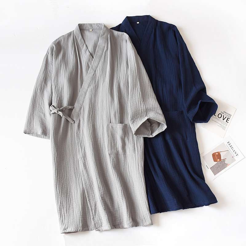 Title 2, Pure Cotton Gauze Crepe Japanese Kimono Bathrobe