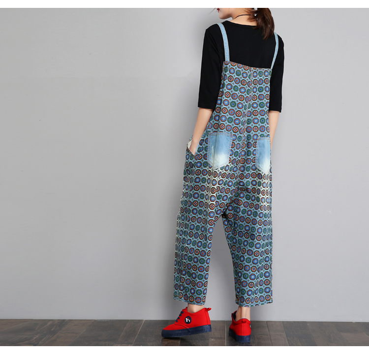 Denim Overalls Women’s Loose Slimming Nine-point Jumpsuit