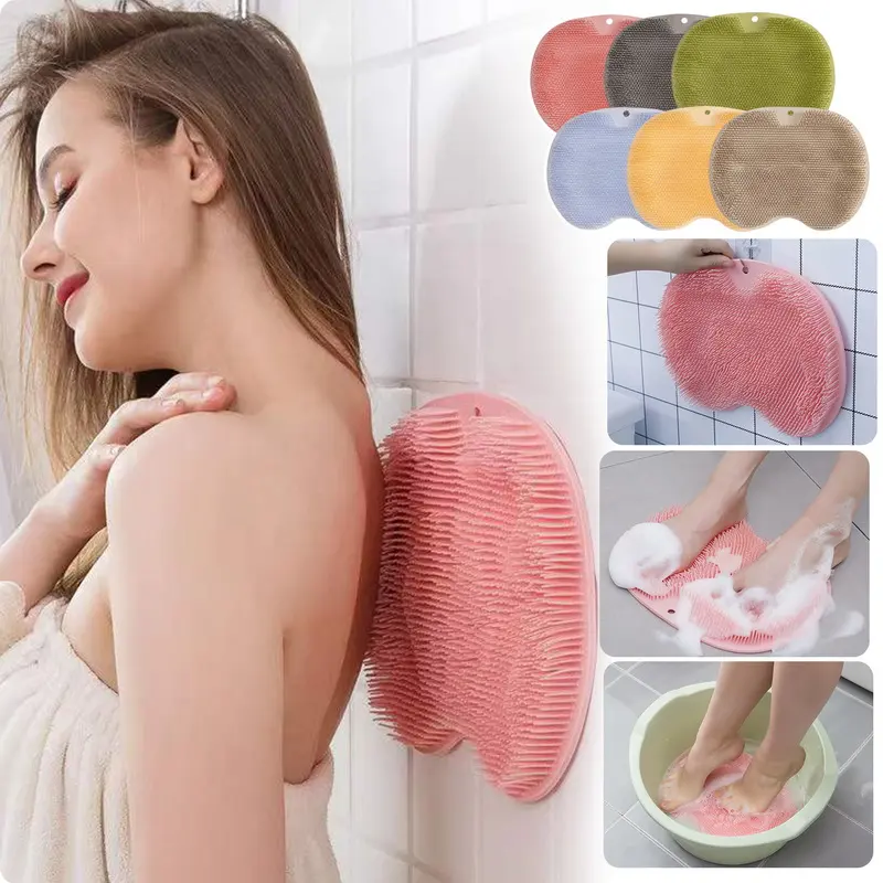 Massage Bath Brush Bathroom Non-slip Mat Back Silicone Suction