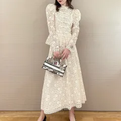 Retro Dress Republic Of China Style White Lace Dress Two-piece Set - Apricot - View 1