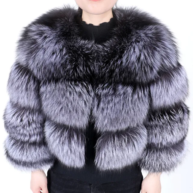 New Fur Coat Thickened Fox Fur Stitching Coat Silver Fox - Shop at LoveMi