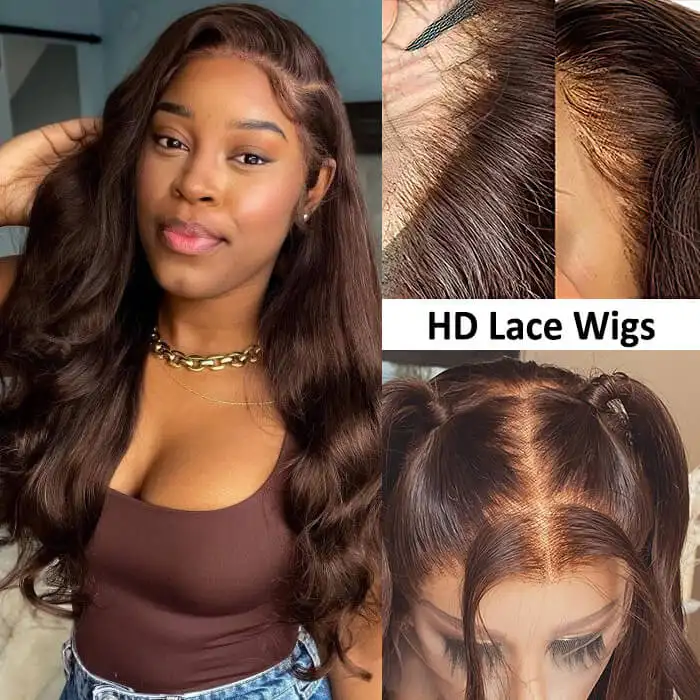 4x4 Lace Human Hair Wig Chocolate Brown