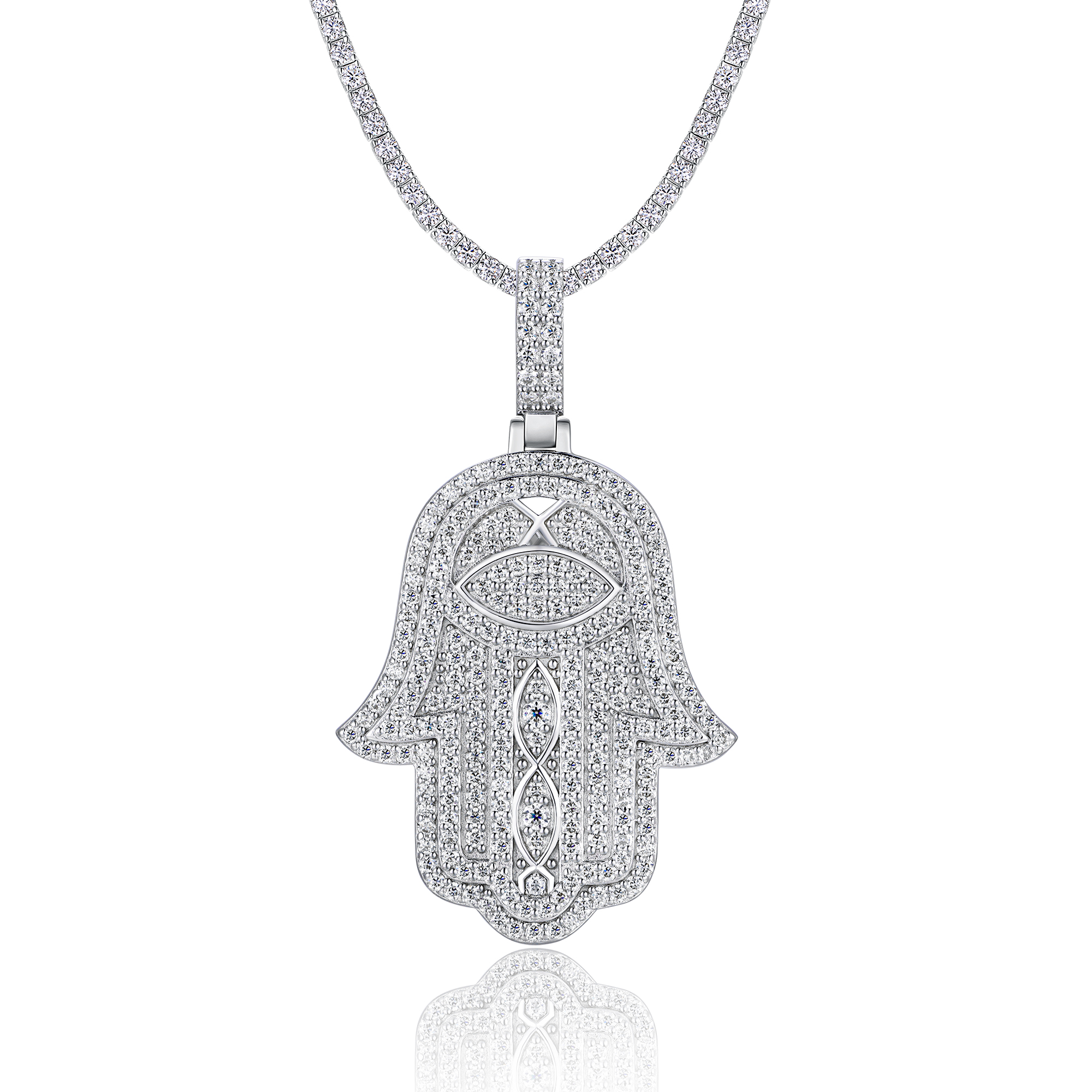0.1ct Moissanite Necklace — Silver Platinum — 13603
