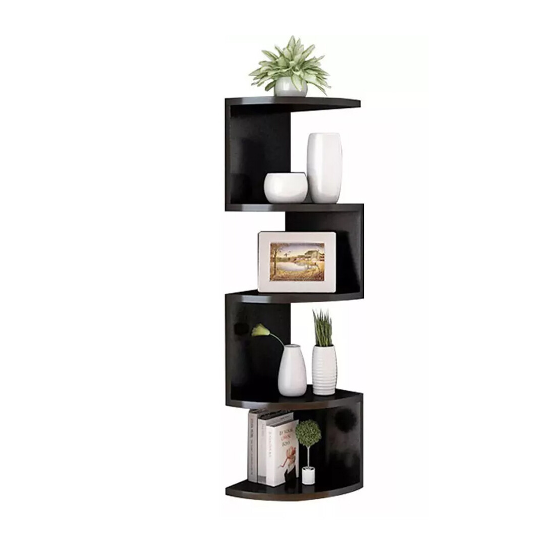 5 Tier Floating Corner Shelves Wooden Storage Display Shelf Units Wall Mount UK — image 3