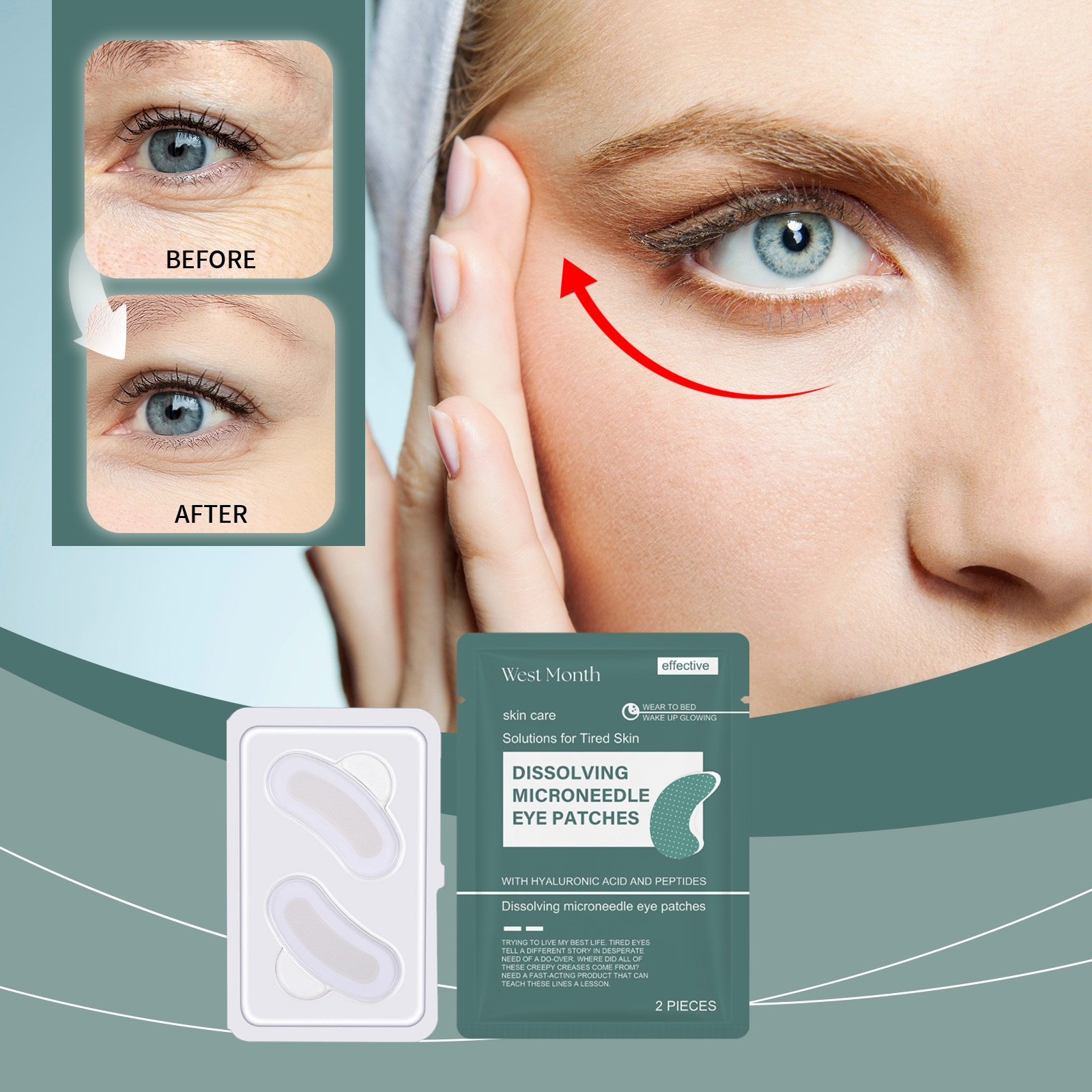 Alternative view of Hyaluronic Acid Microneedle Eye Mask Bagged