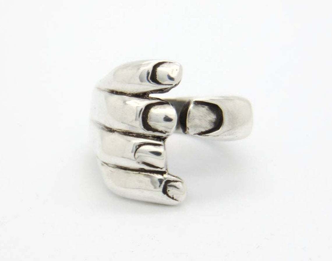Alloy  Finger Geometric Ring Handshake Ring