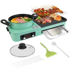 3 In 1 Electric Hot Pot With Grill 1600W Smokeless Non-Stick Korean BBQ Grill Shabu Shabu Hot Pot Combo With Independent Temperature Control For 3-... - View 1