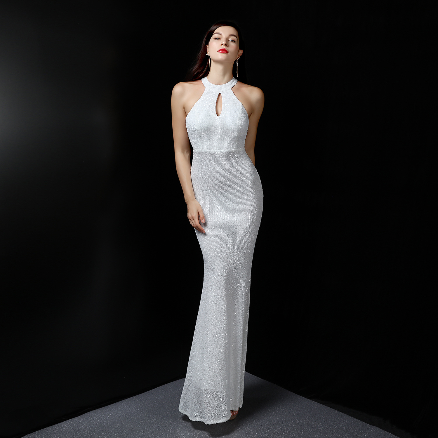 Evening Dress Slim Slimming Sexy Annual Meeting White - Shop at LoveMi