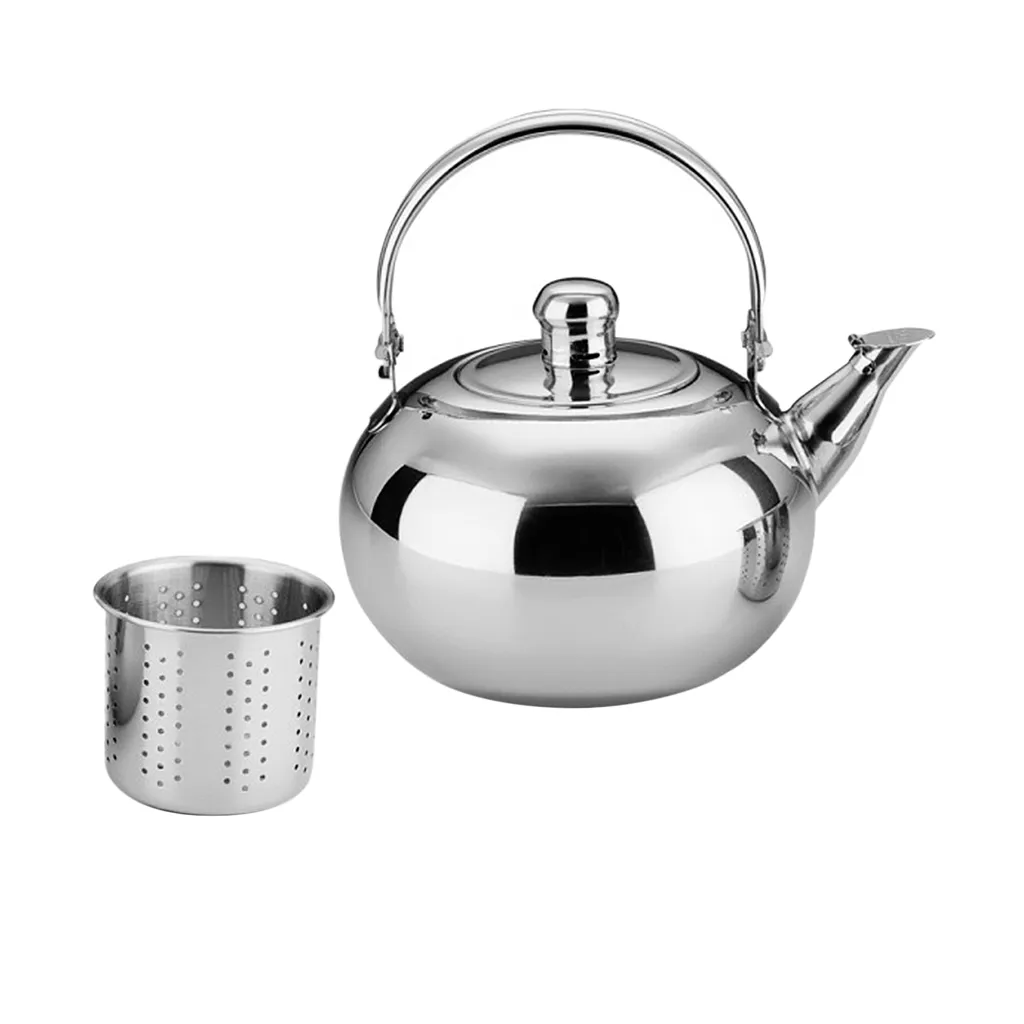 Thickened Stainless Steel Kettle Kettle Teapot Hot Milk Kettle Yellow Kettle Spherical Kettle – image 4