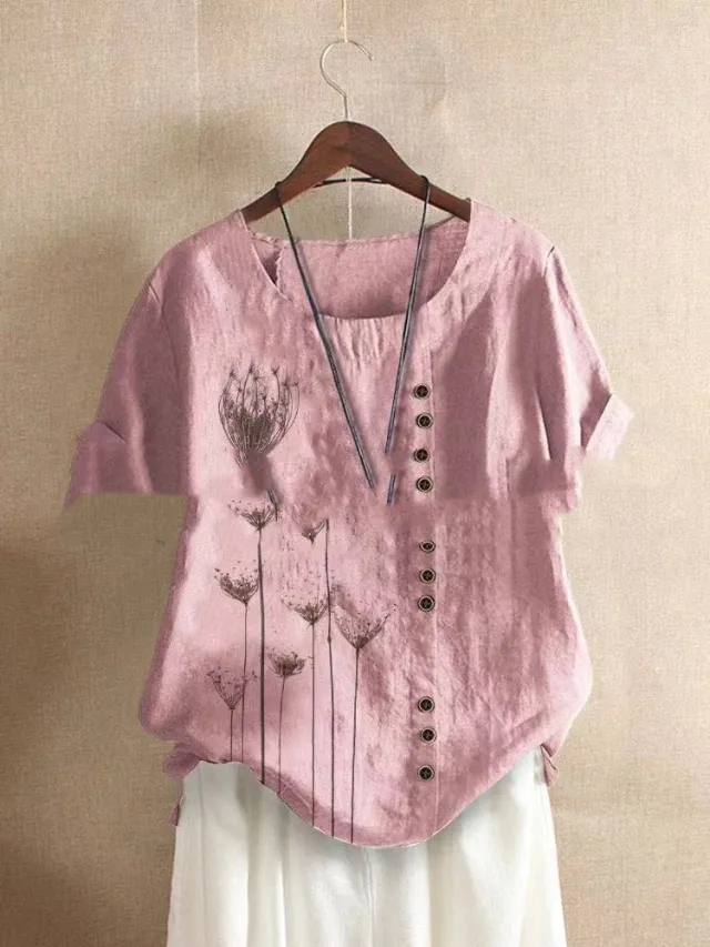 Retro Cotton And Linen Embroidered Button Shirt Women Style E - Shop at LoveMi