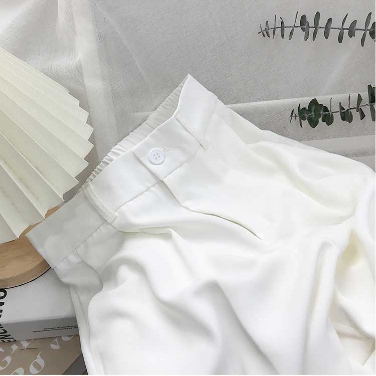 Suit Pants Women's Thin Style High Waist Wide Leg Pants Loose Straight Nine Points West Pants - Image 3