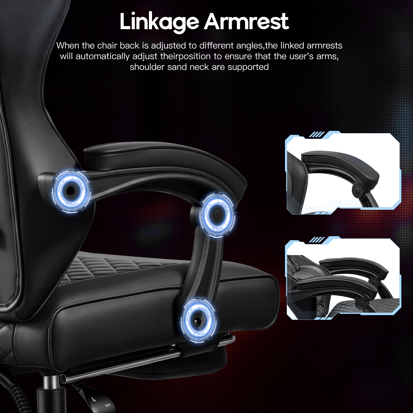 Racing Style Gaming Chair With Footrest,PU Leather,Massage Lumbar — image 12