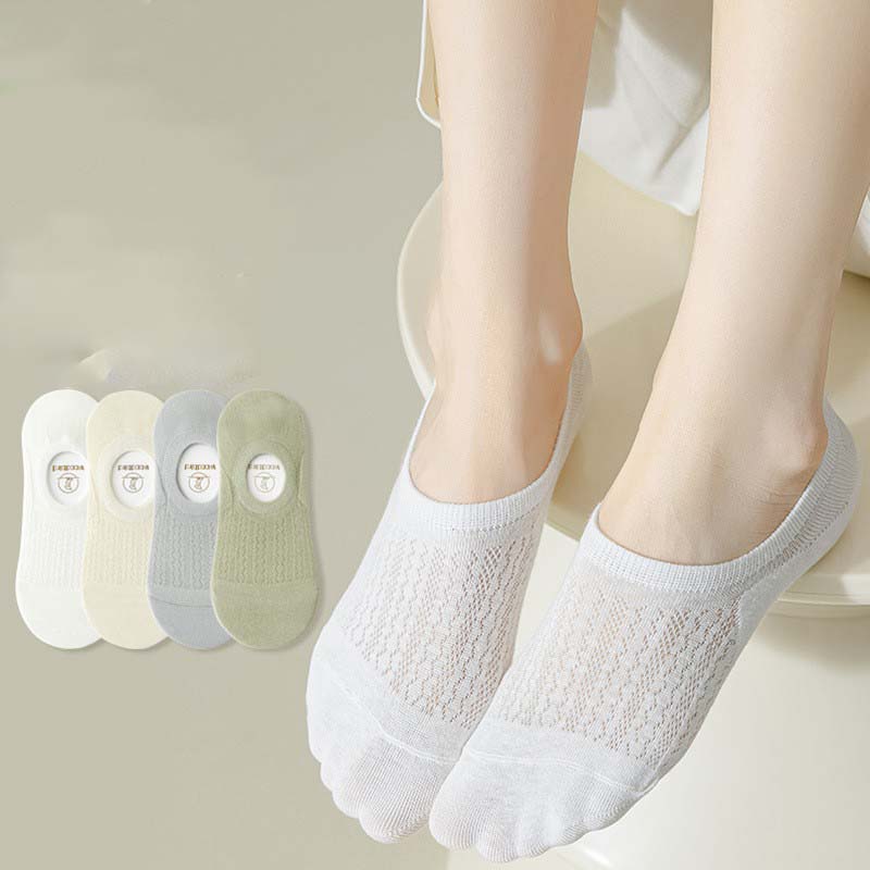 Women's Summer Mesh Thin Invisible Socks Solid Color Breathable Low-Top Silicone Non-Slip No-Slip Short Socks