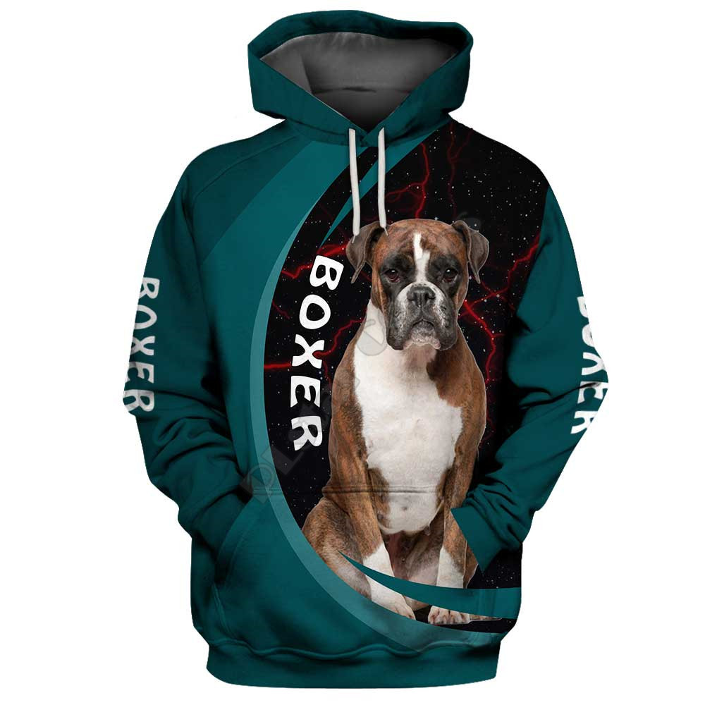 Title 4, 3D Digital Foreign Style Dog Print Crew Neck Ca...