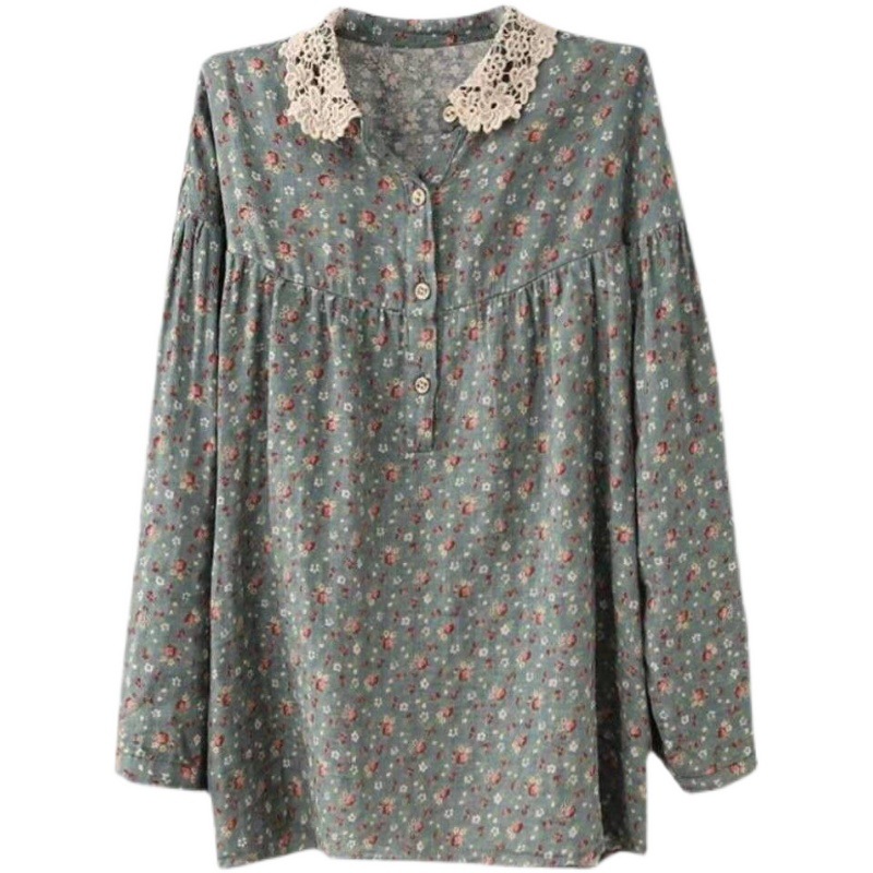 Women's Loose Lace Collar Long Sleeve Shirt
