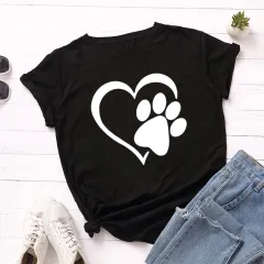 Women's Loose Round Neck Short Sleeve T-shirt - Black - View 1