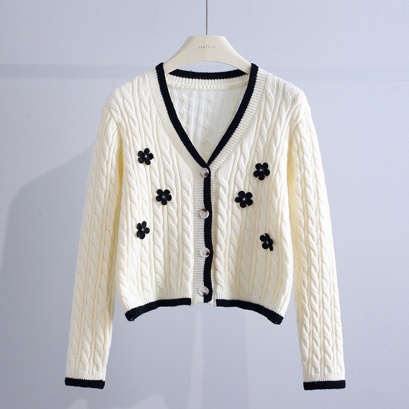 Women's Fashion Casual Three-dimensional Flower Sweater Jacket