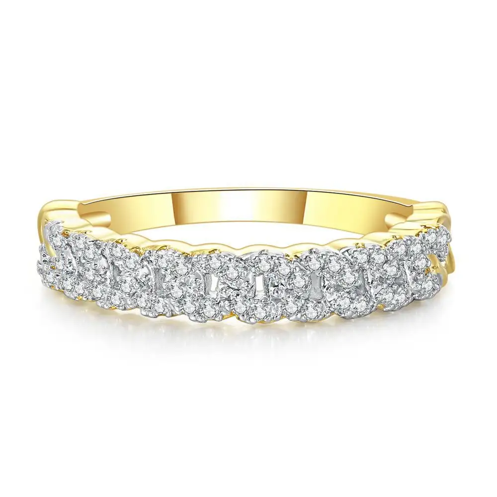 Fashion Full Diamond Cuban Chain Ring Girl
