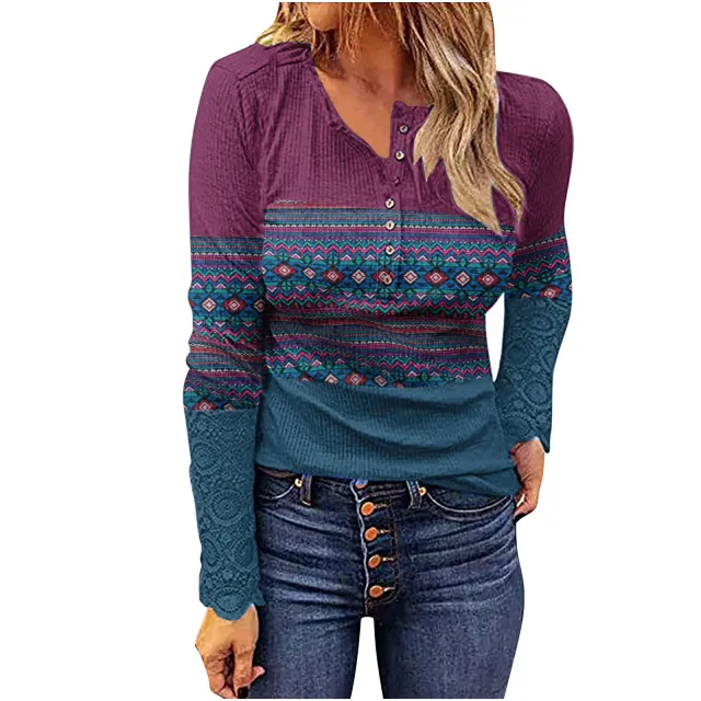 Western European And American National Style Knitwear Undercoat Purple Red - Shop at LoveMi