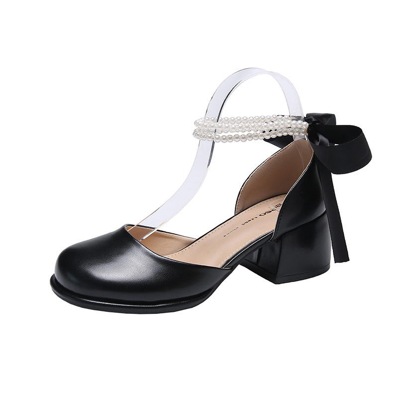 Chunky Heel Pearl Shoes High Quality Mary Jane