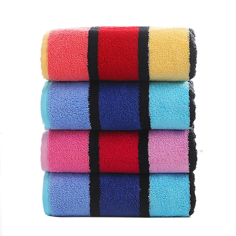 Thickened Color Striped Face Towel Absorbent Soft Cotton Couple