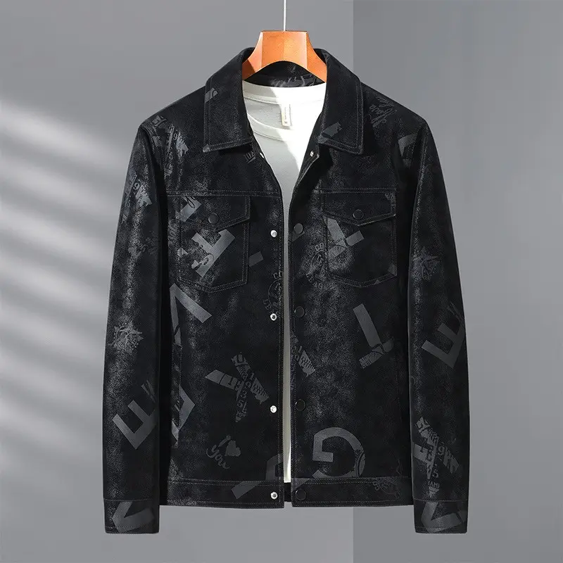 Spring and Autumn Thin Men's Lapel Leather Jacket